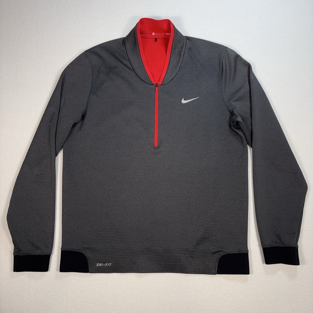 Nike Tiger Woods Cypress Shield 1/4 Zip Men's M Gray Stretch Golf 639817-010